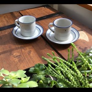 Dansk Vintage Cup & Saucer Sets - Set of 2 in Blue Mist